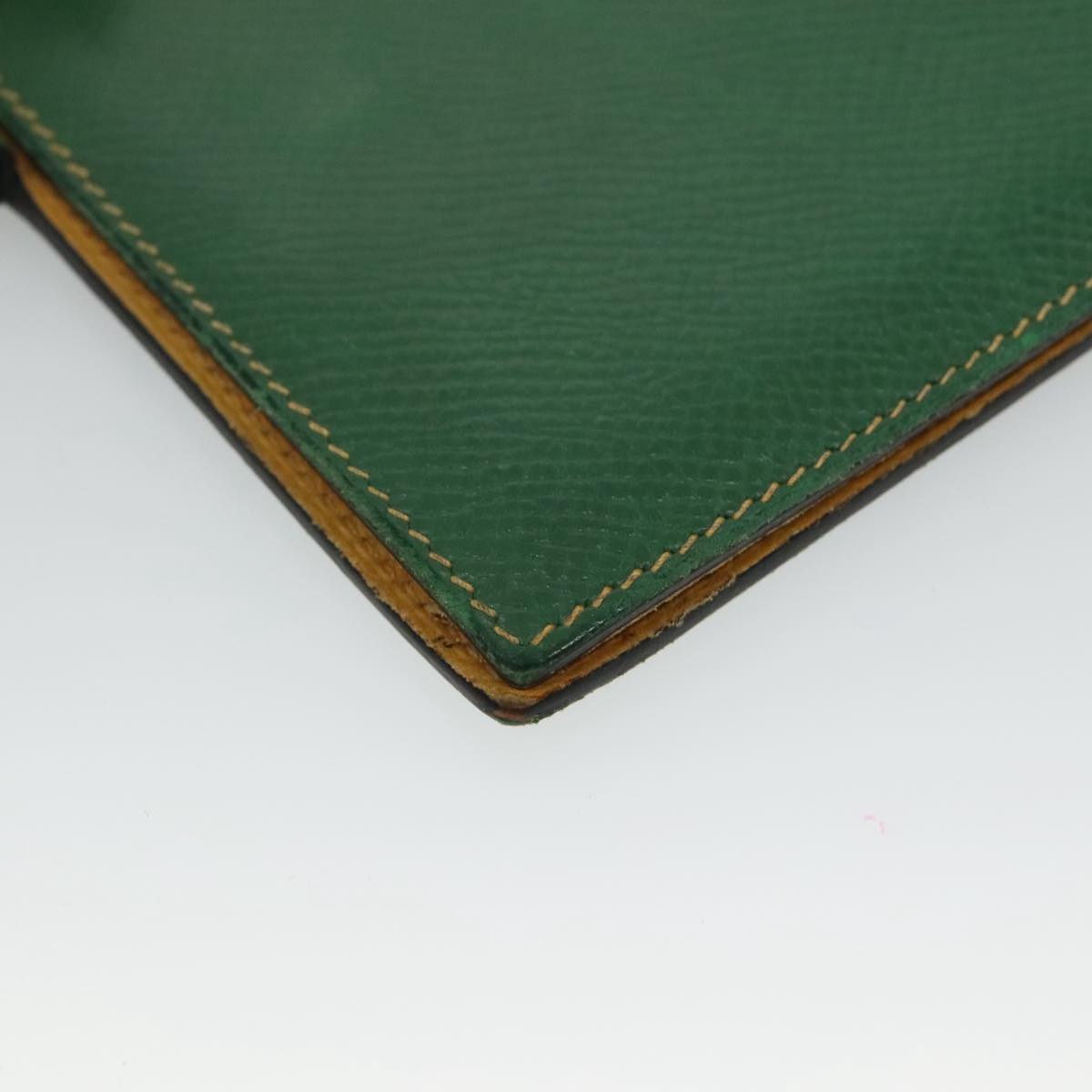 HERMES Day Planner Cover Leather Green Auth bs21645