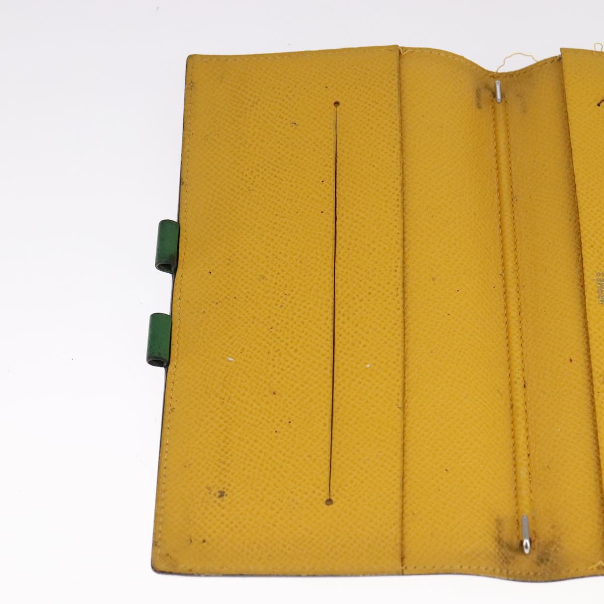 HERMES Day Planner Cover Leather Green Auth bs21645