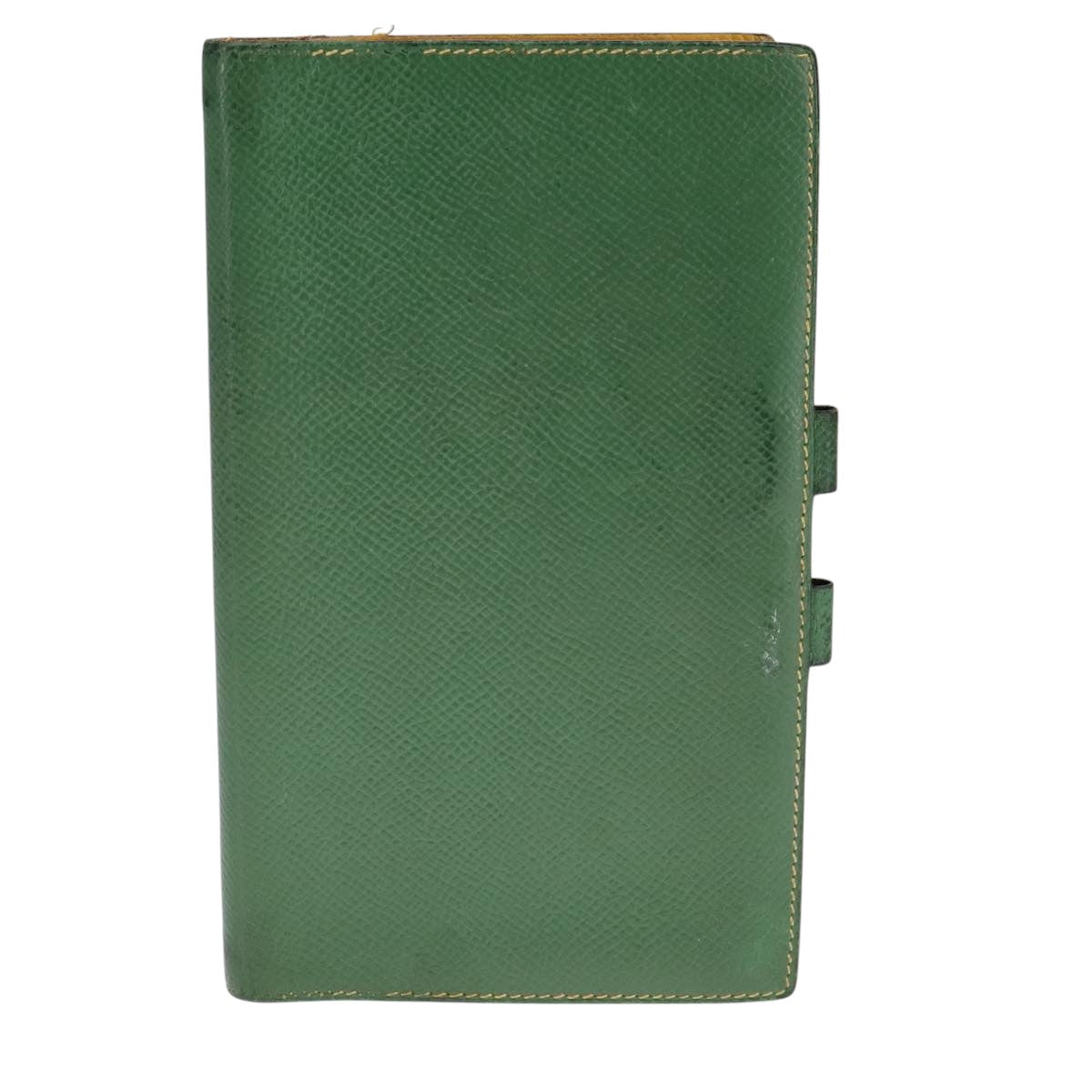 HERMES Day Planner Cover Leather Green Auth bs21645