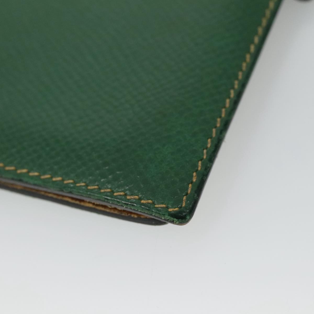 HERMES Day Planner Cover Leather Green Auth bs21645