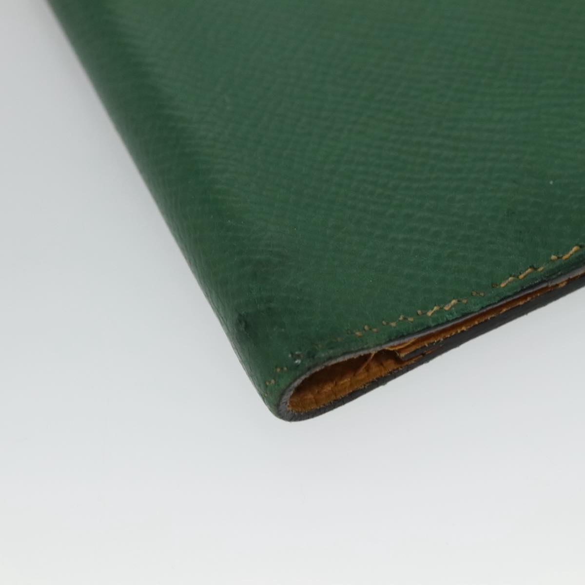 HERMES Day Planner Cover Leather Green Auth bs21645