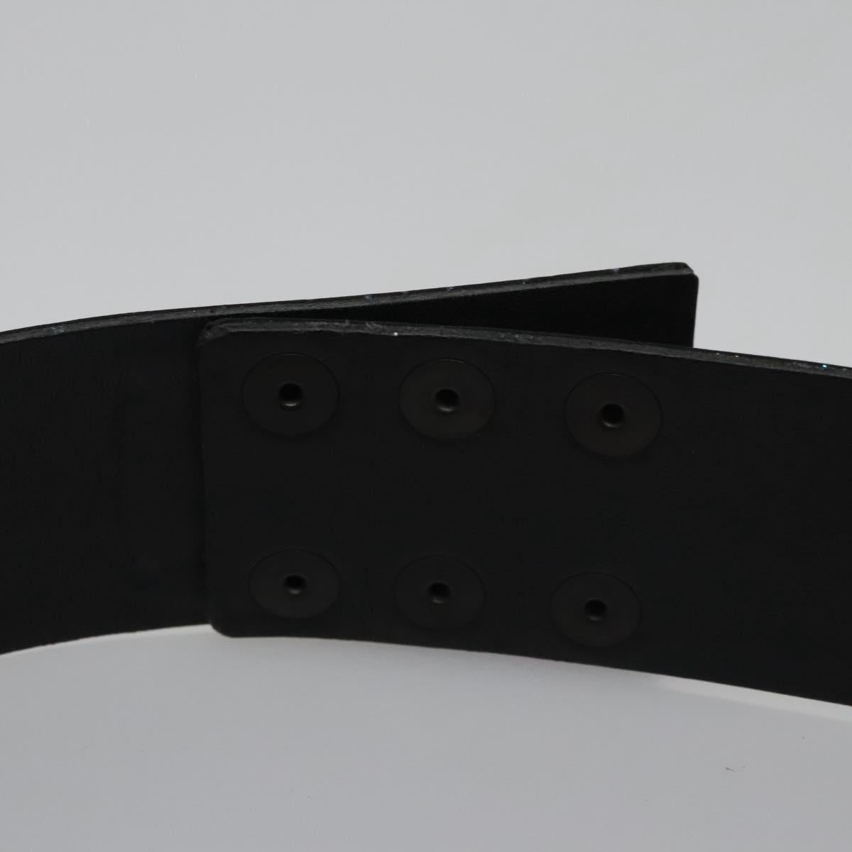 CHANEL Belt Leather 29.9"" Black CC Auth bs21650