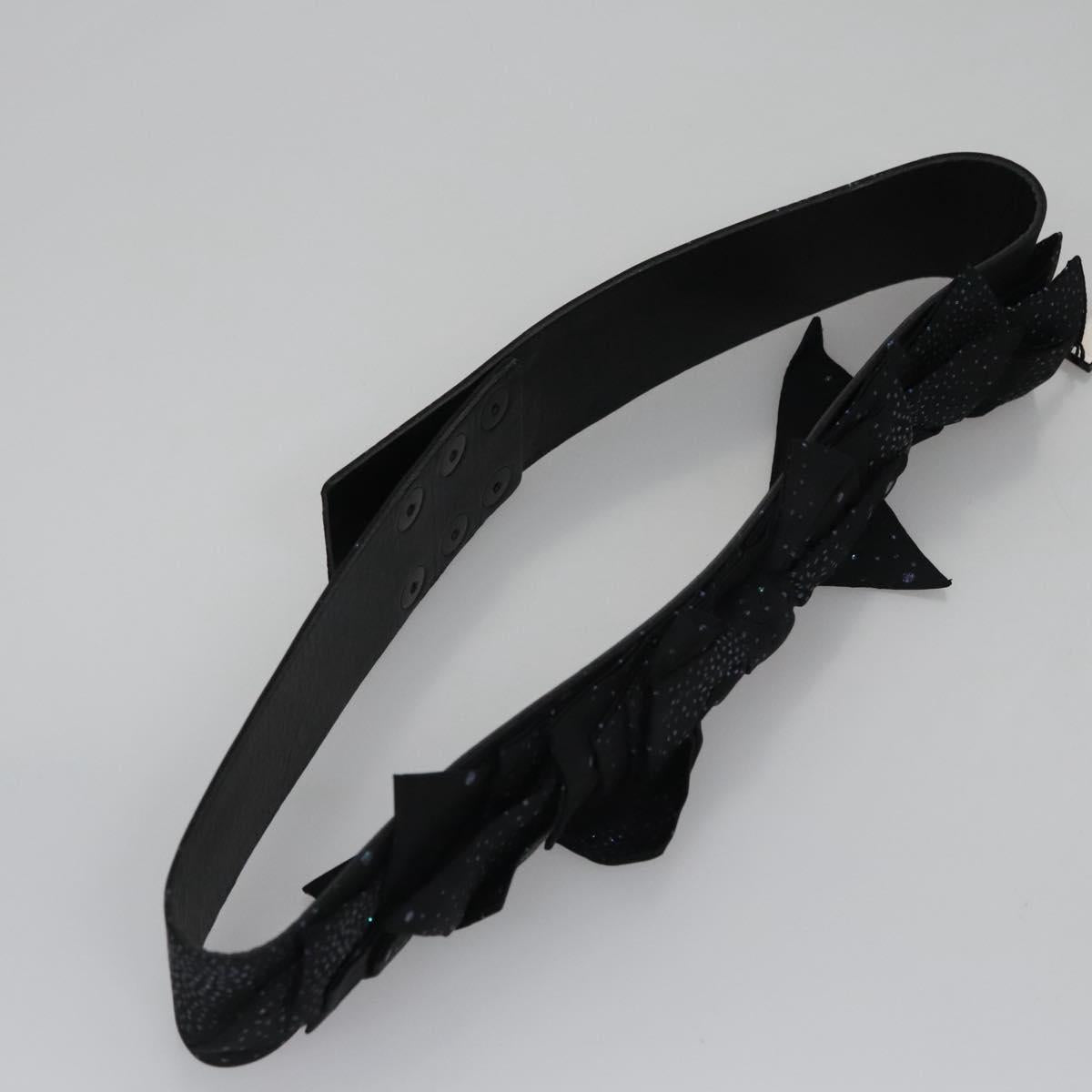 CHANEL Belt Leather 29.9"" Black CC Auth bs21650