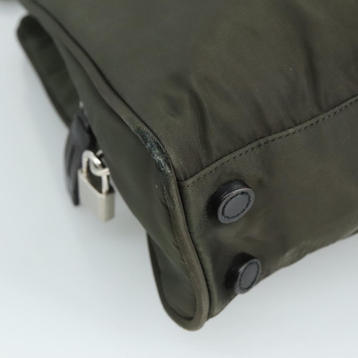 PRADA Tote Bag Nylon Khaki Auth bs21656