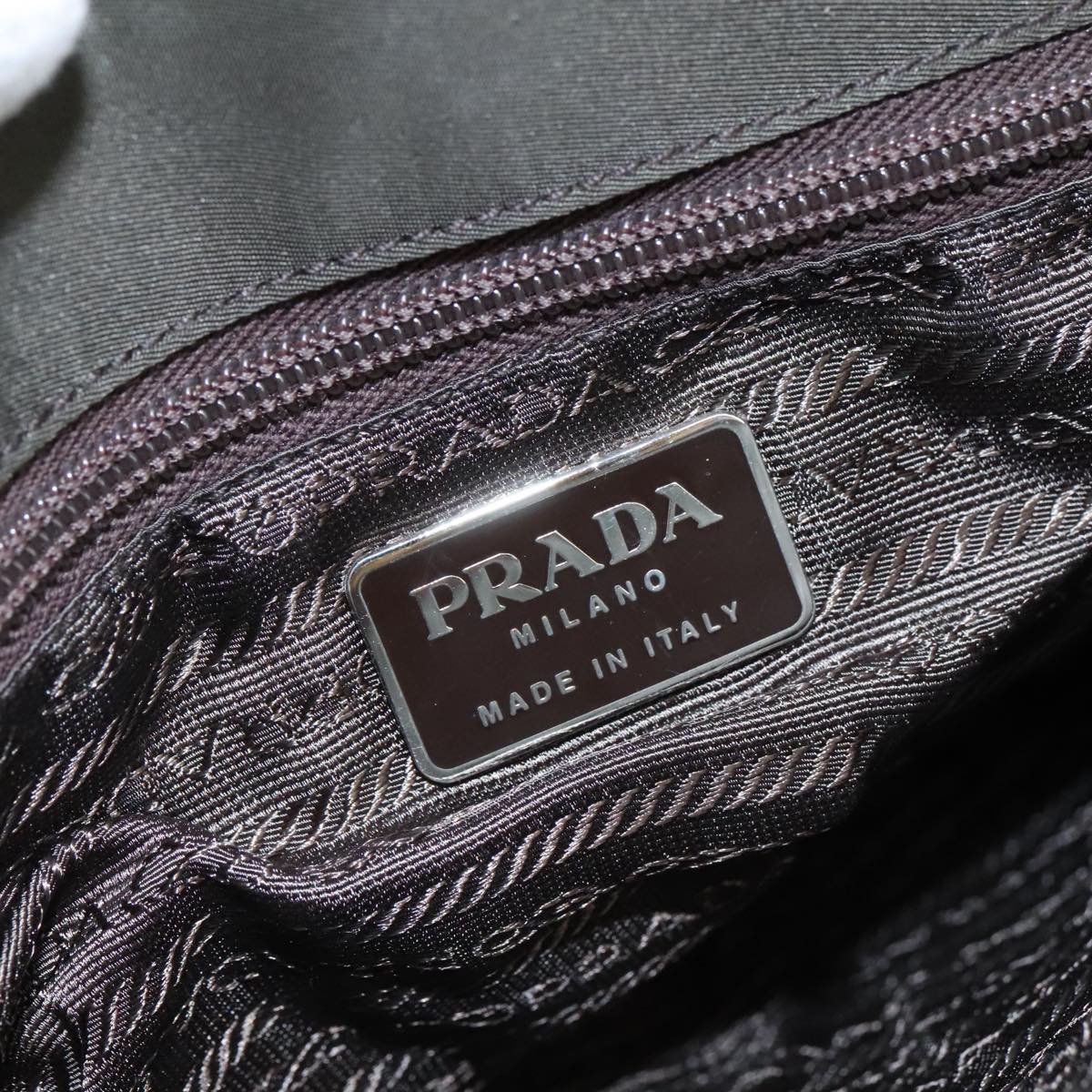 PRADA Tote Bag Nylon Khaki Auth bs21656