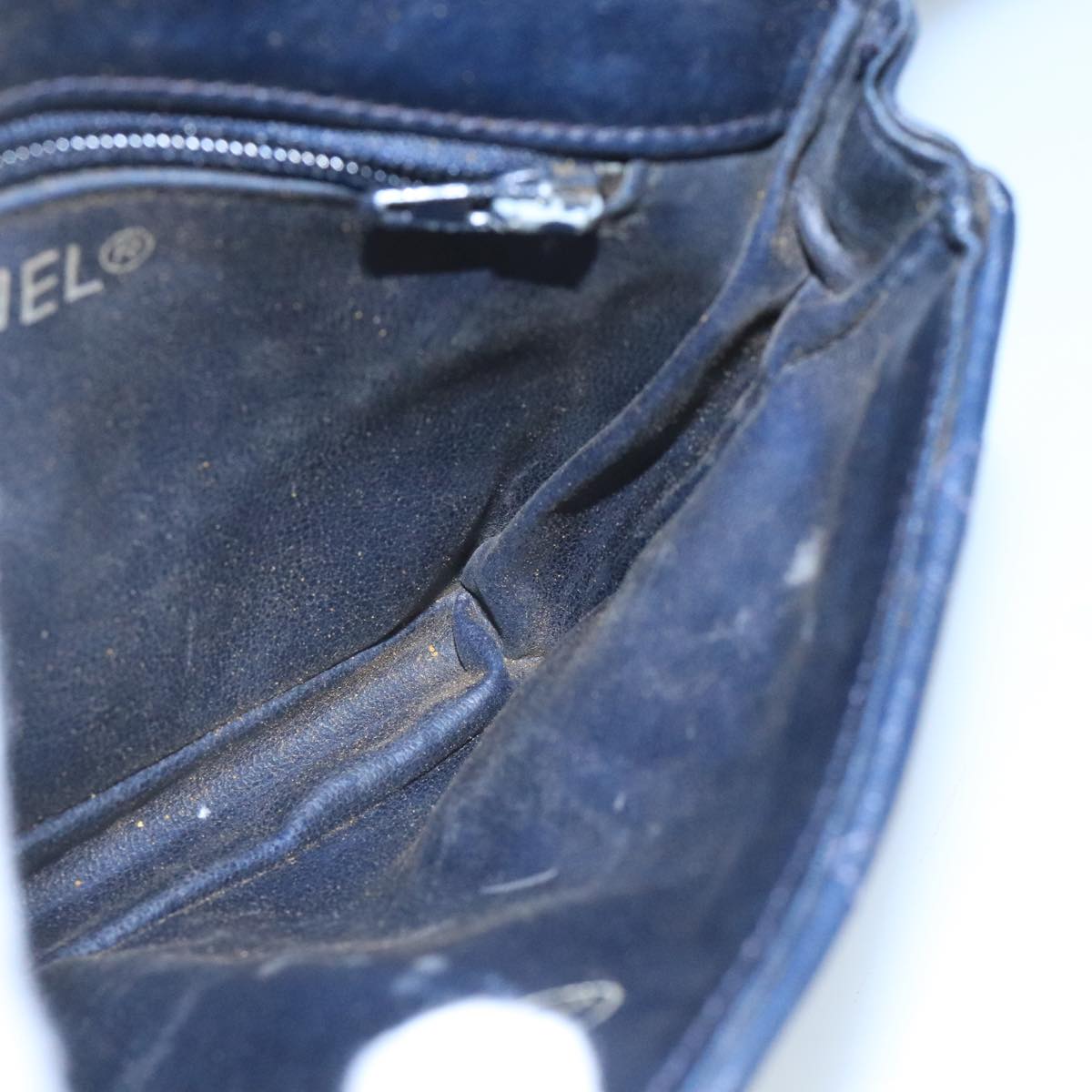 CHANEL Matelasse Waist bag Lamb Skin Navy CC Auth bs21663