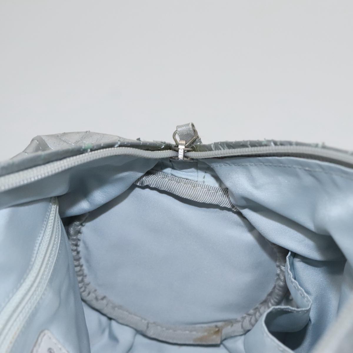 CHANEL Sports Hand Bag Coated Canvas Silver CC Auth bs21669