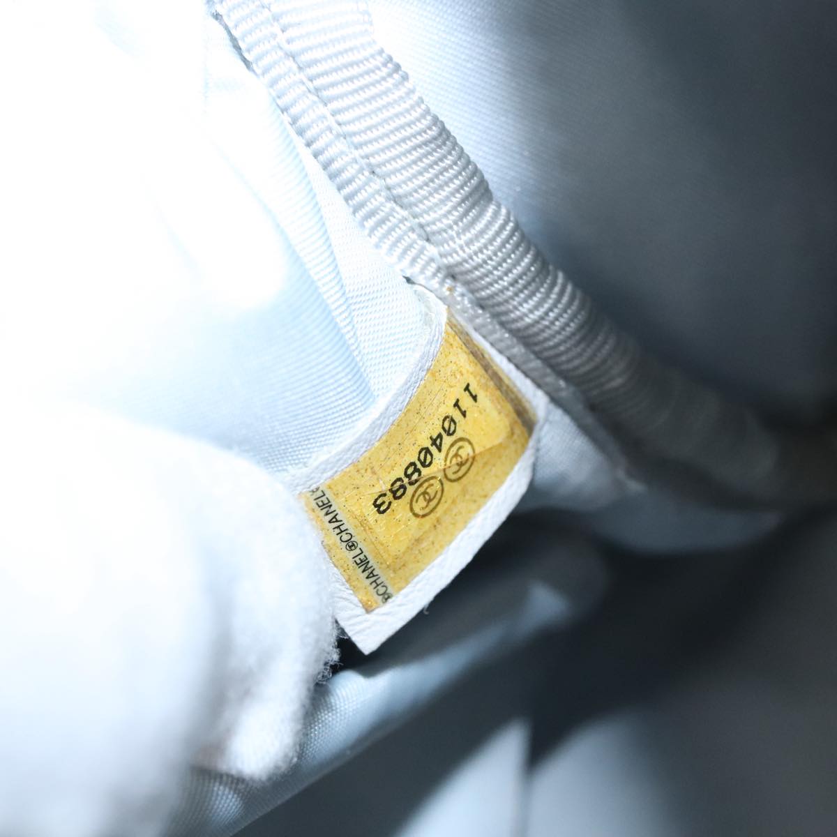 CHANEL Sports Hand Bag Coated Canvas Silver CC Auth bs21669