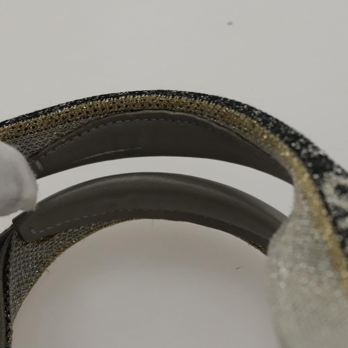 CHANEL Sports Hand Bag Coated Canvas Silver CC Auth bs21669