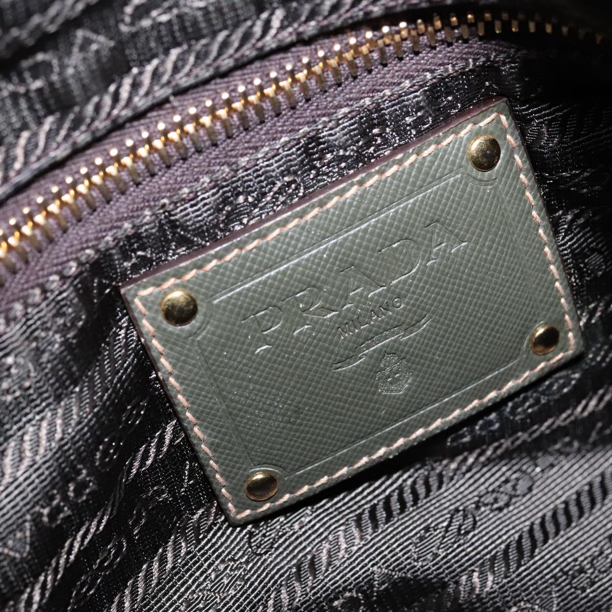 PRADA Boston Bag Nylon Khaki Gold Auth bs21678