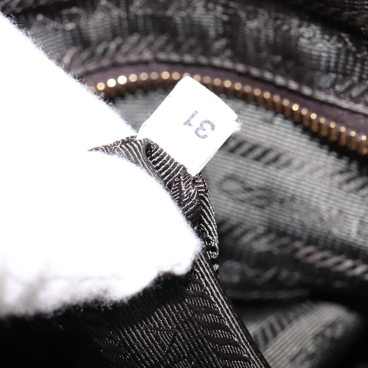 PRADA Boston Bag Nylon Khaki Gold Auth bs21678