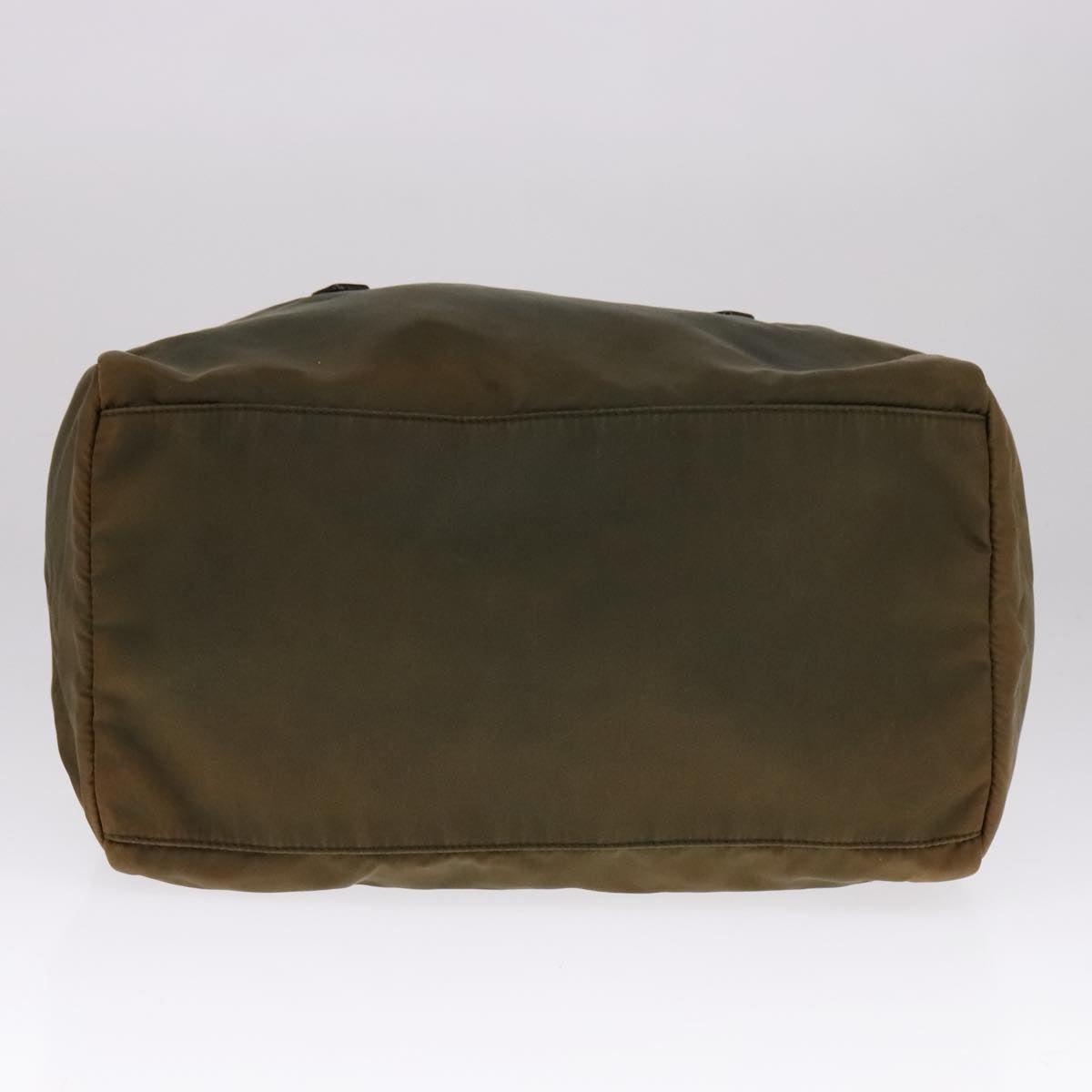 PRADA Boston Bag Nylon Khaki Gold Auth bs21678