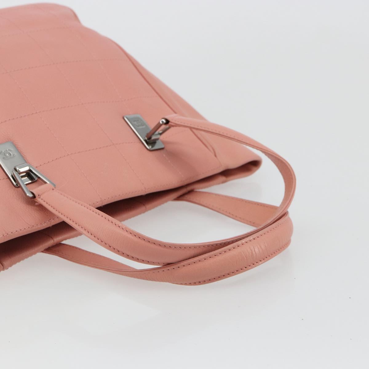 CHANEL Choco Bar Tote Bag Caviar Skin Pink CC Auth bs21715
