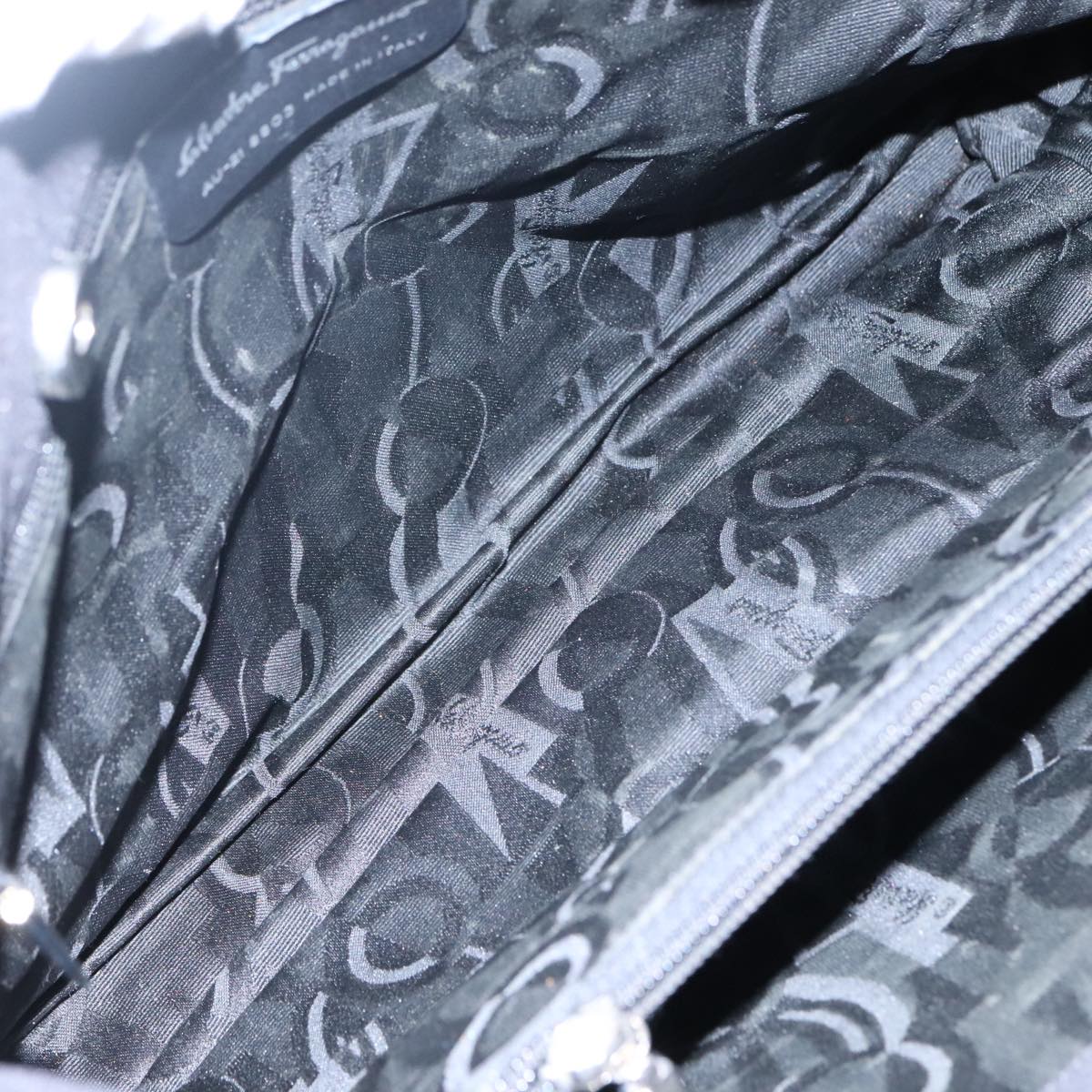 Salvatore Ferragamo Tote Bag Canvas Black Auth bs21725