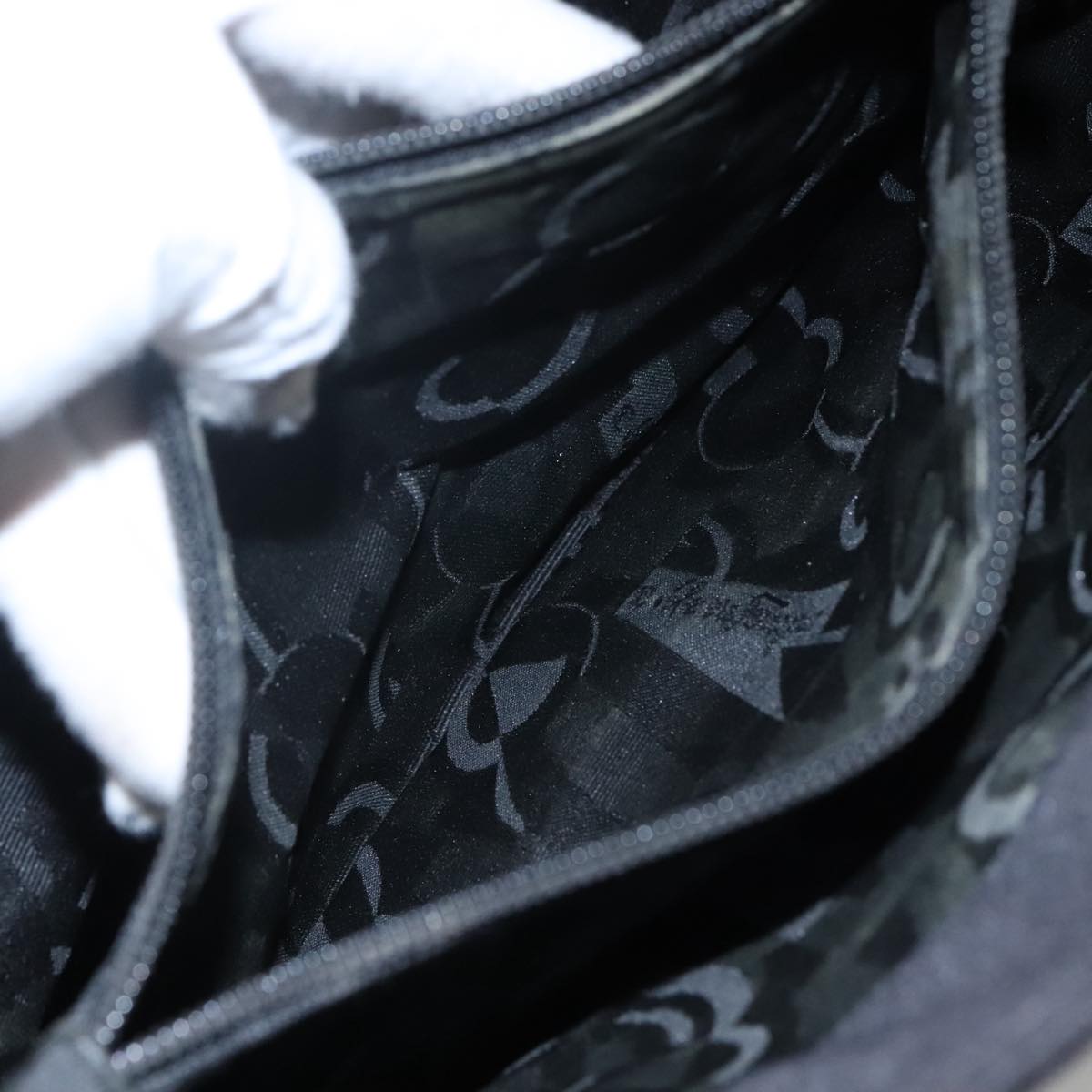 Salvatore Ferragamo Tote Bag Canvas Black Auth bs21725