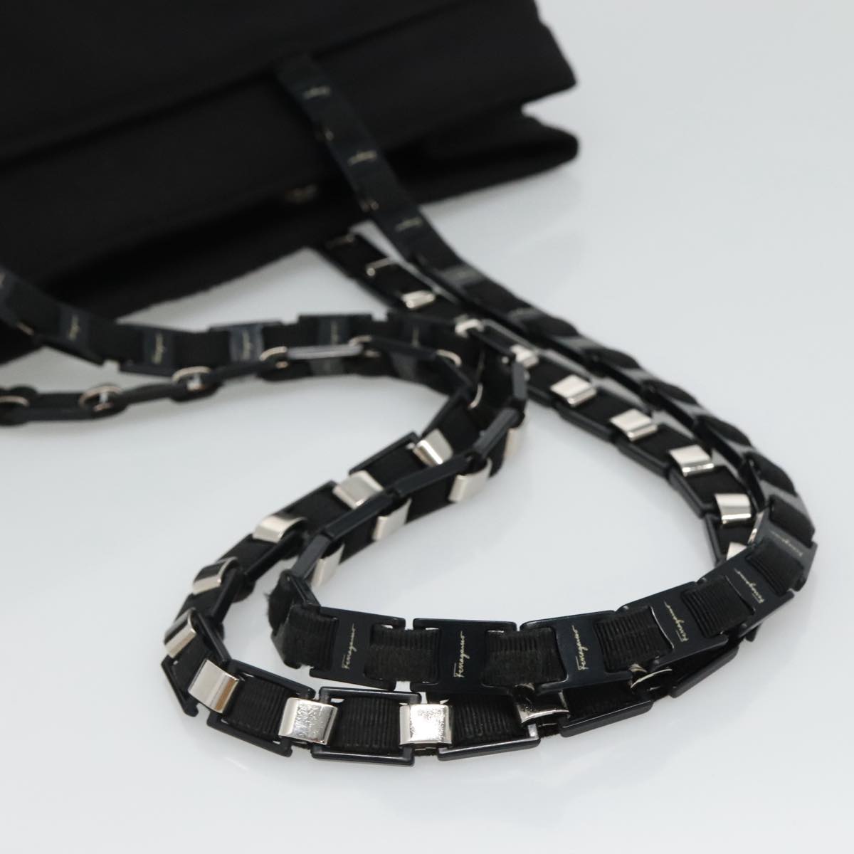 Salvatore Ferragamo Tote Bag Canvas Black Auth bs21725