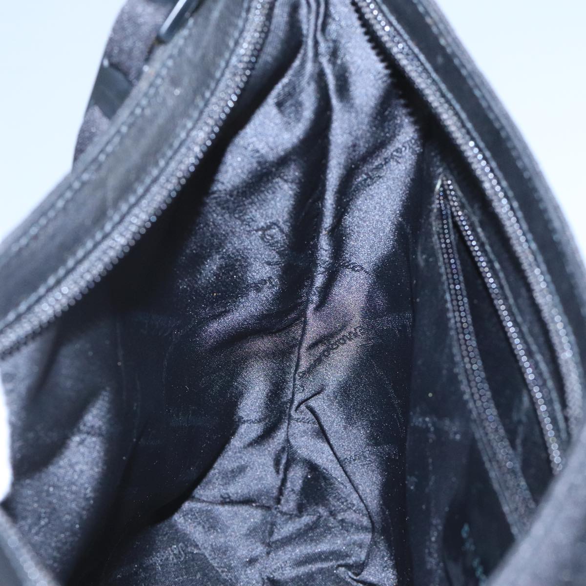 Salvatore Ferragamo Shoulder Bag Canvas Black Auth bs21726