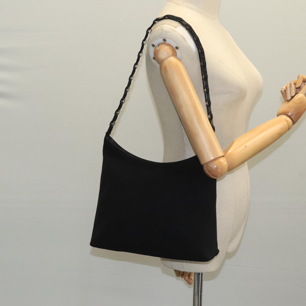 Salvatore Ferragamo Shoulder Bag Canvas Black Auth bs21726