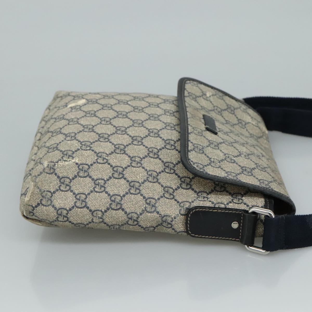 GUCCI GG Supreme Shoulder Bag PVC Navy 223666 Auth bs21744