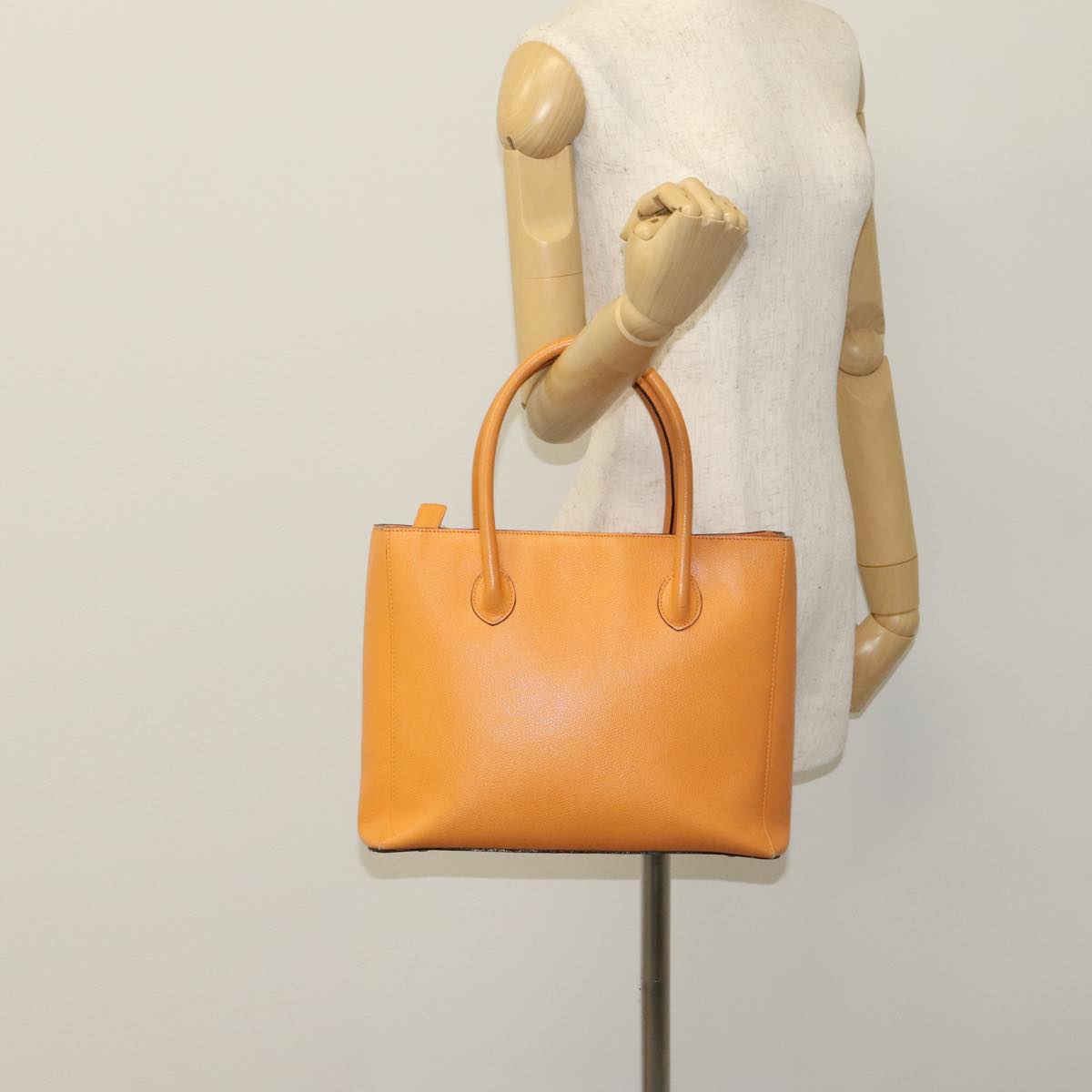CELINE Tote Bag Leather Orange Auth bs21751