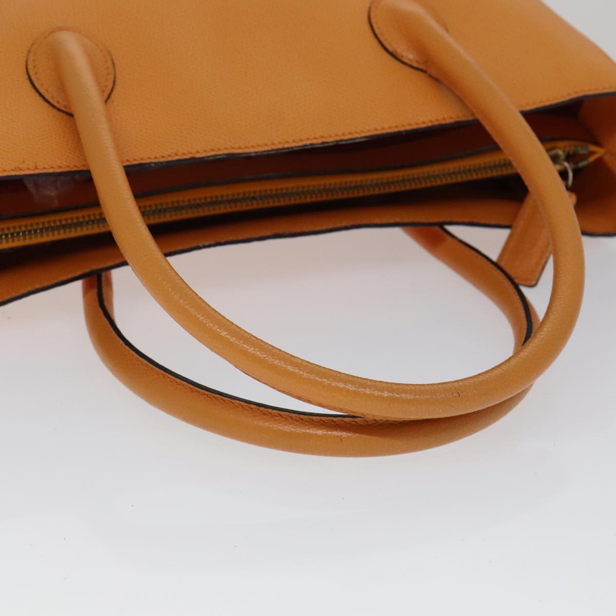 CELINE Tote Bag Leather Orange Auth bs21751