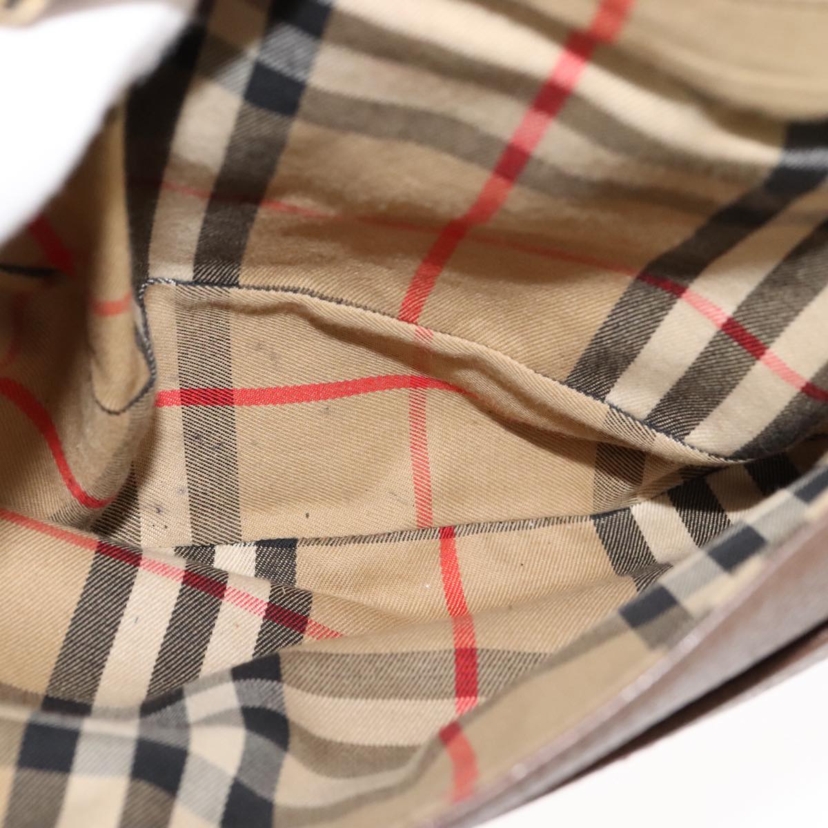 Burberrys Shoulder Bag Leather Brown Silver Auth bs21793