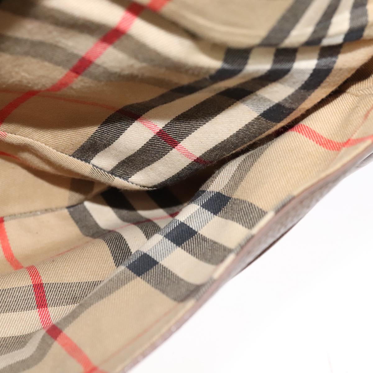 Burberrys Shoulder Bag Leather Brown Silver Auth bs21793