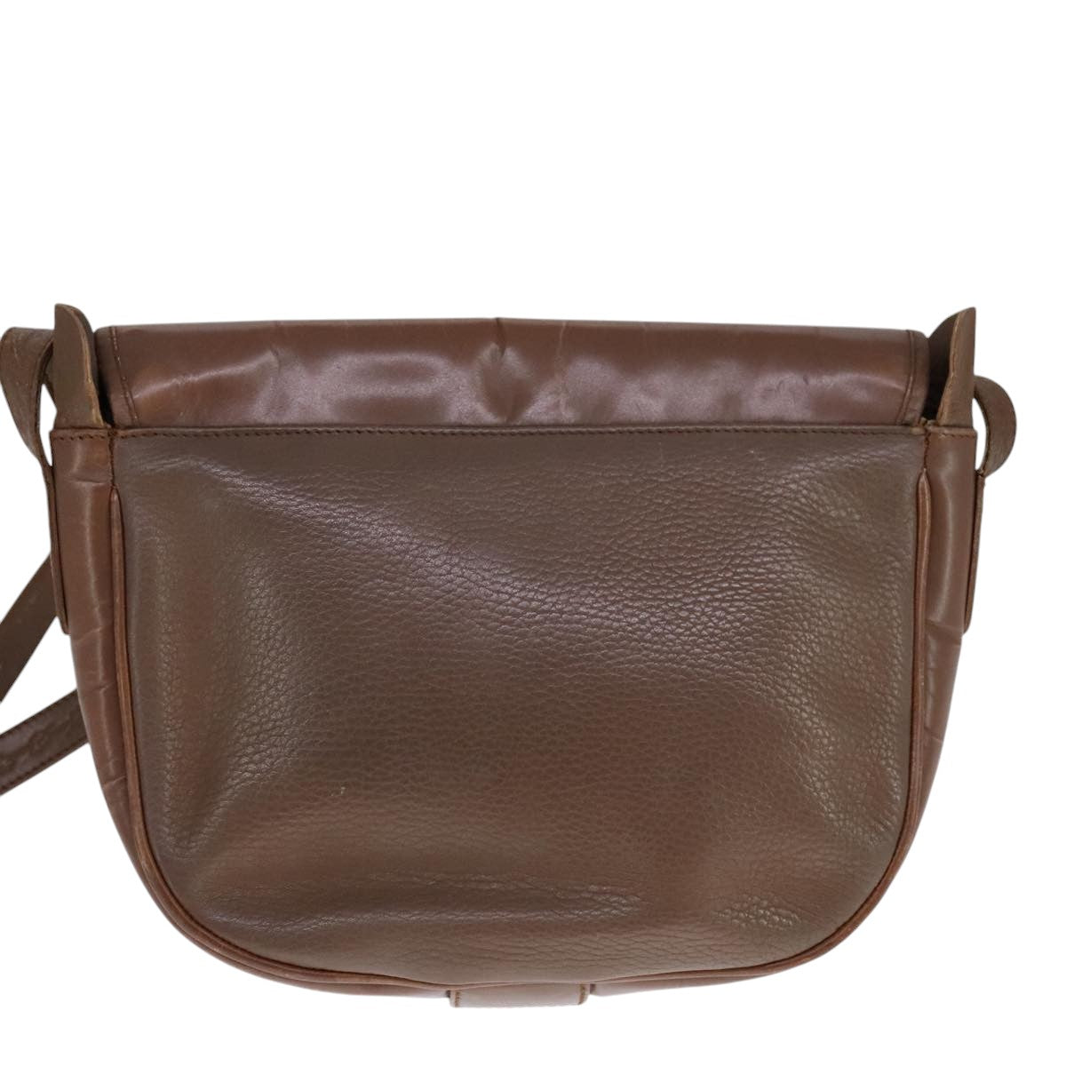Burberrys Shoulder Bag Leather Brown Silver Auth bs21793