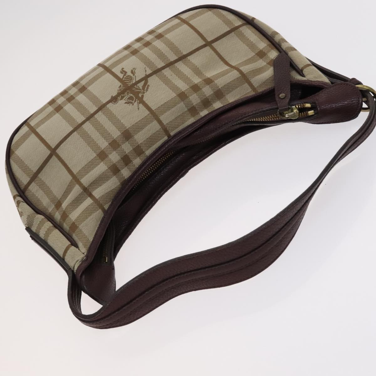 BURBERRY Nova Check Blue Label Shoulder Bag Canvas 2Set Beige Gray Auth bs21820