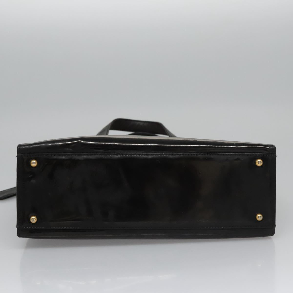 CHANEL COCO Mark Tote Bag Patent Leather Black Gold CC Auth bs21837