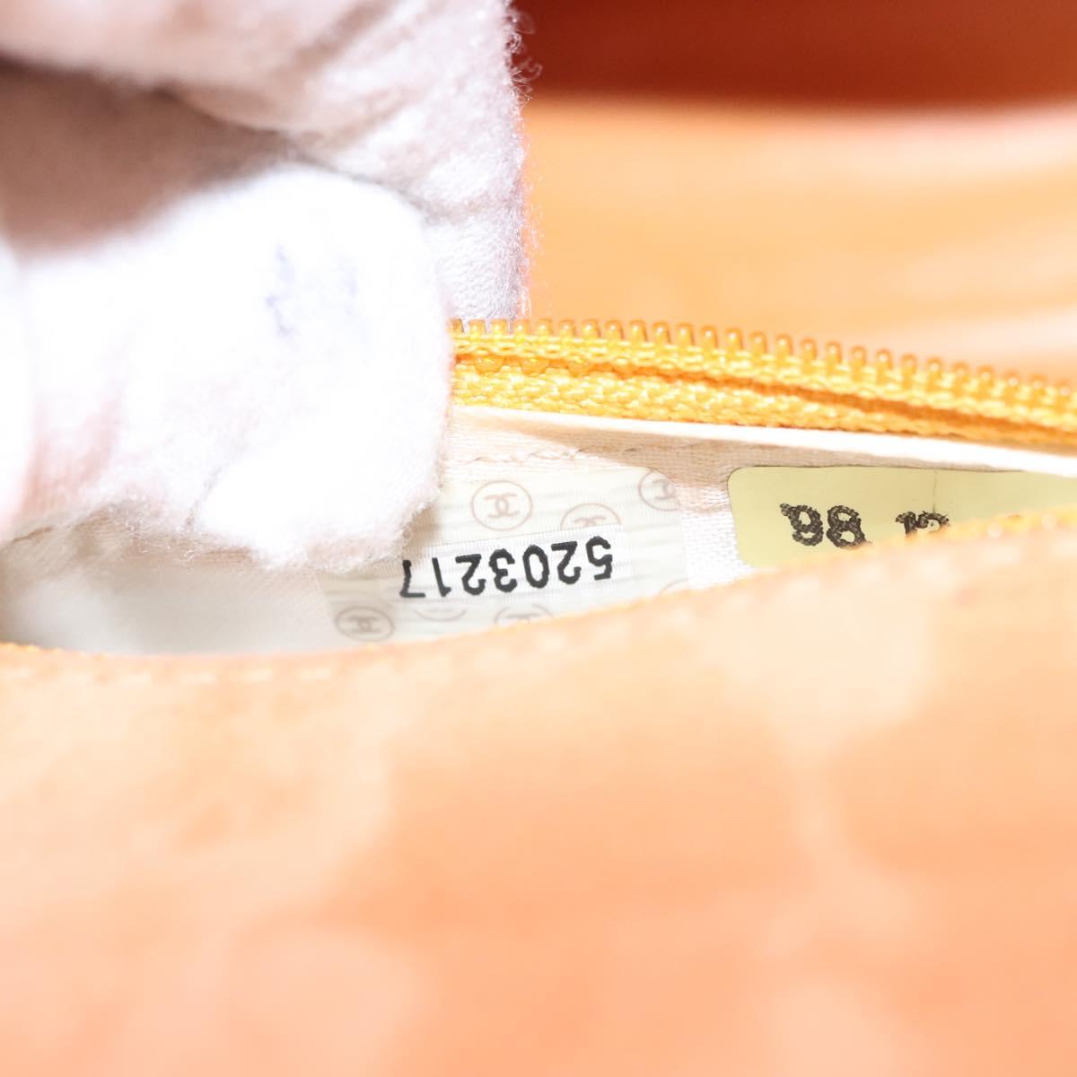 CHANEL Hand Bag Suede Beige Gold CC Auth bs21838