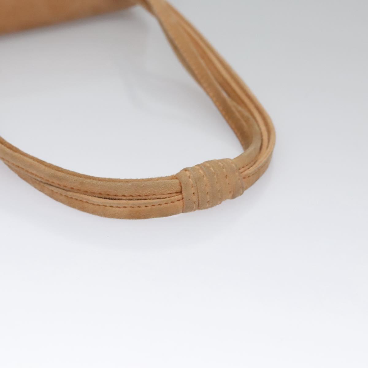 CHANEL Hand Bag Suede Beige Gold CC Auth bs21838