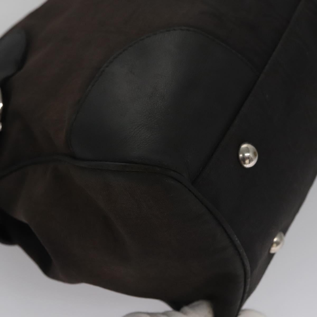 Salvatore Ferragamo Hand Bag Canvas Leather Black Silver Auth bs21851