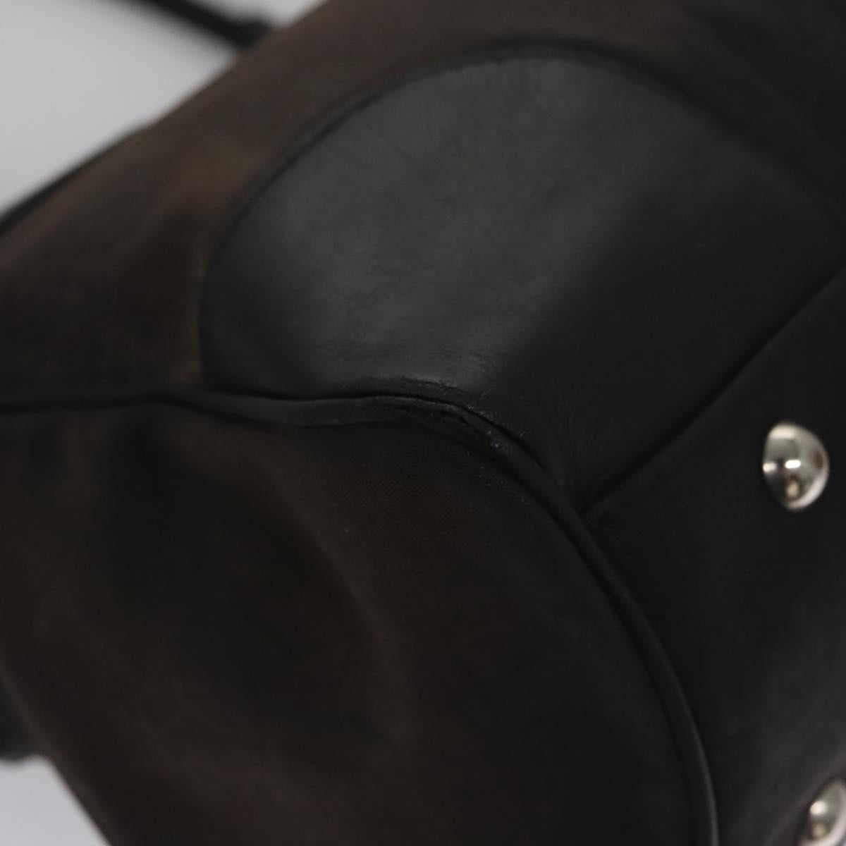 Salvatore Ferragamo Hand Bag Canvas Leather Black Silver Auth bs21851