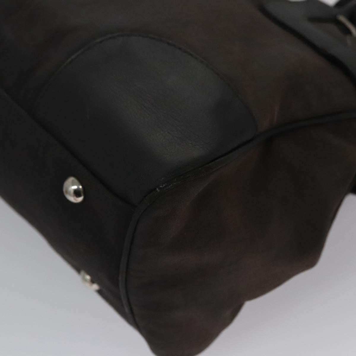 Salvatore Ferragamo Hand Bag Canvas Leather Black Silver Auth bs21851