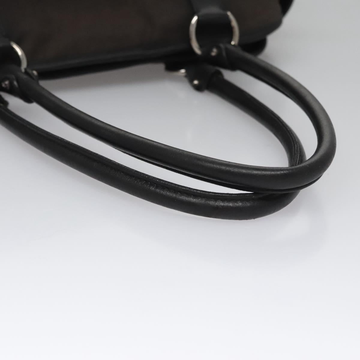 Salvatore Ferragamo Hand Bag Canvas Leather Black Silver Auth bs21851