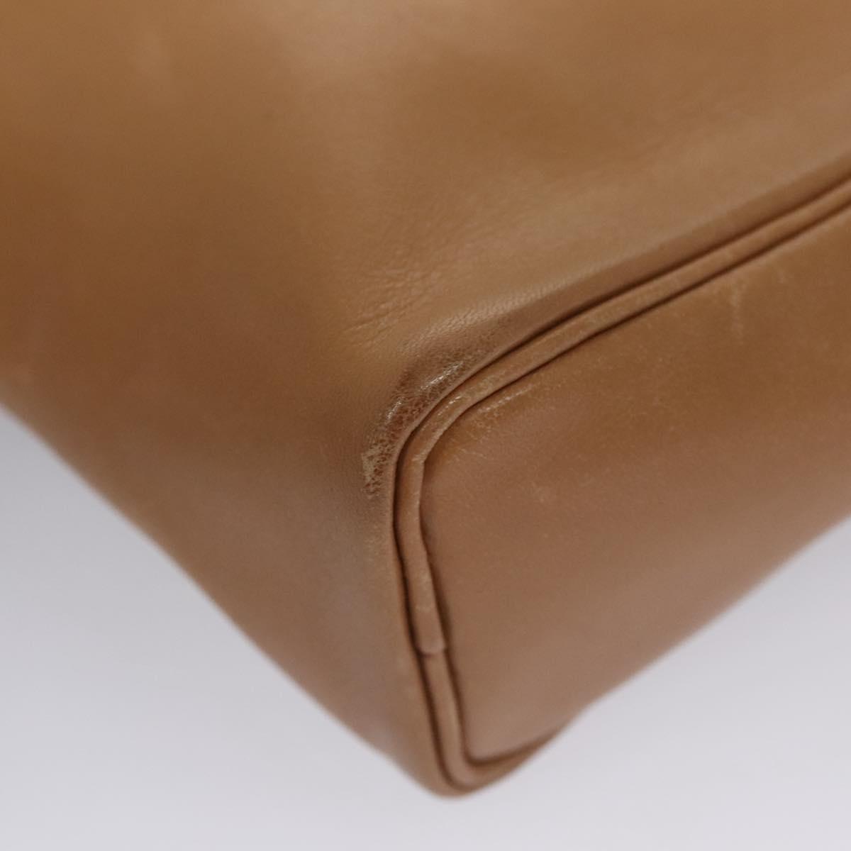 HERMES Jockey Shoulder Bag Leather Beige Gold Auth bs21856