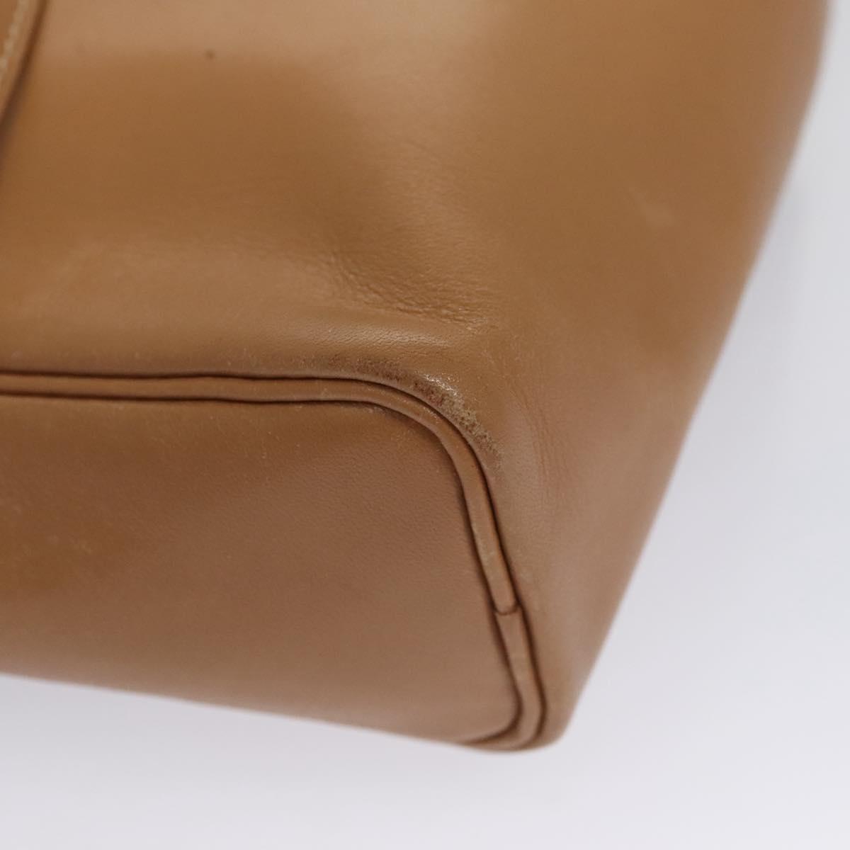 HERMES Jockey Shoulder Bag Leather Beige Gold Auth bs21856