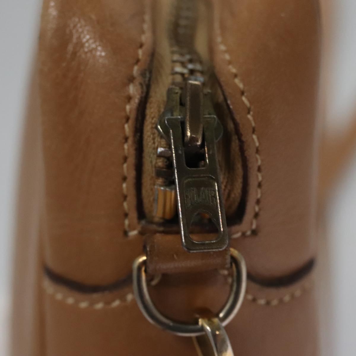 HERMES Jockey Shoulder Bag Leather Beige Gold Auth bs21856