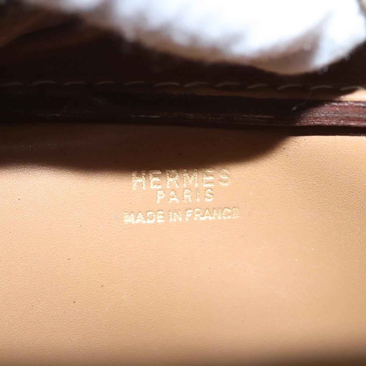 HERMES Jockey Shoulder Bag Leather Beige Gold Auth bs21856