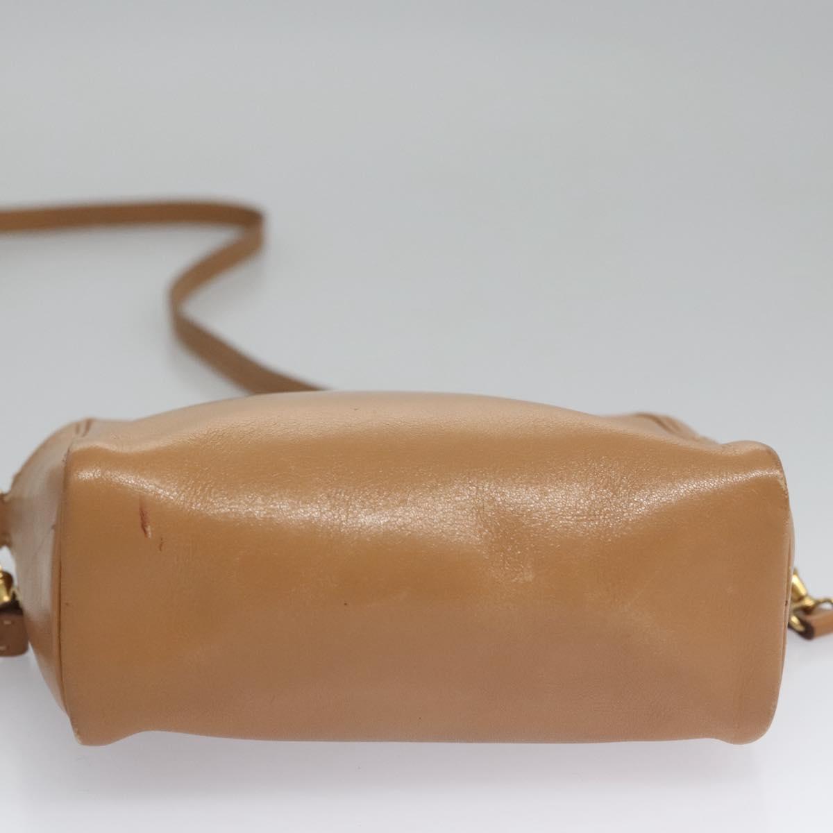 HERMES Jockey Shoulder Bag Leather Beige Gold Auth bs21856