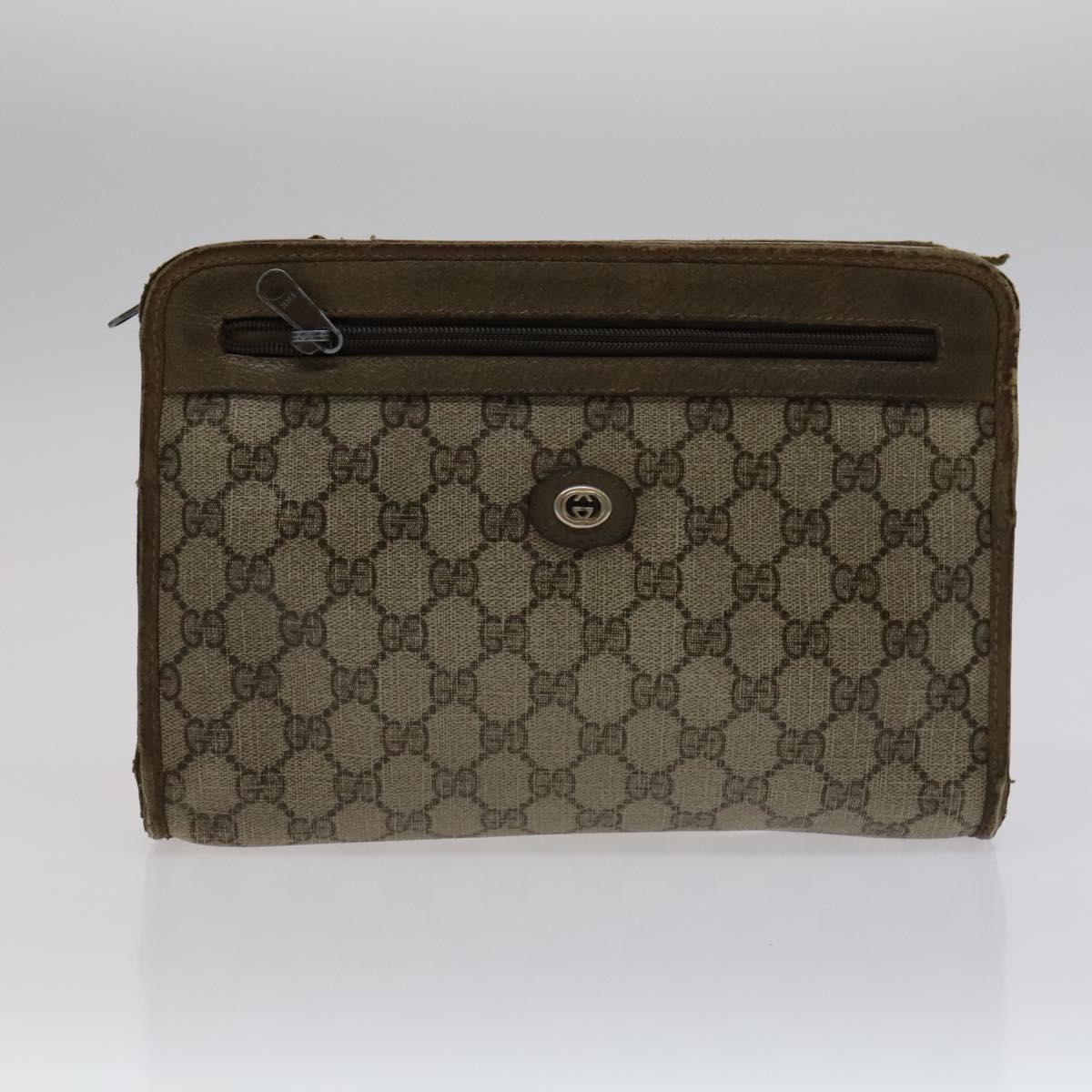 GUCCI GG Supreme Bag Canvas PVC 2 Set Beige Auth bs21866