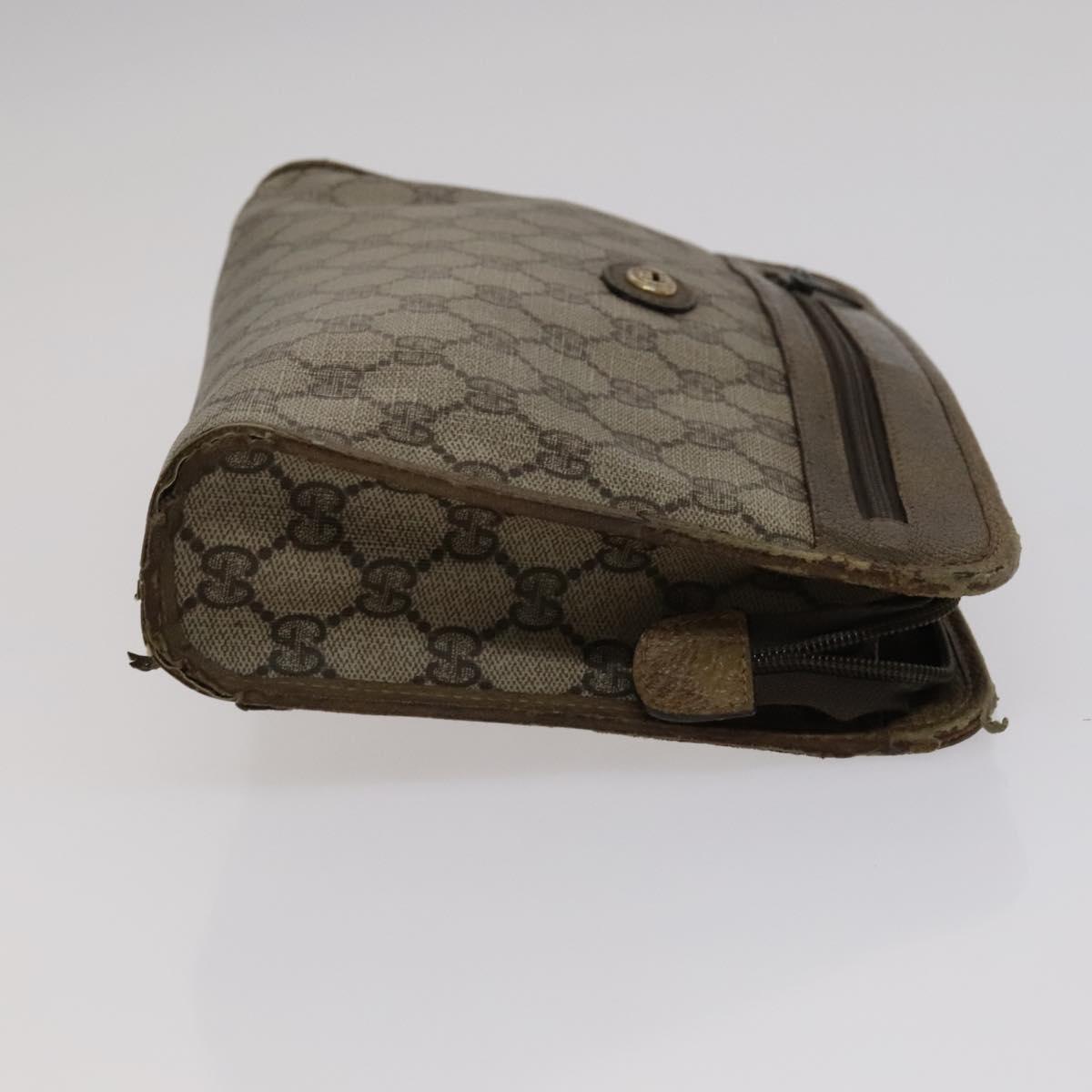 GUCCI GG Supreme Bag Canvas PVC 2 Set Beige Auth bs21866