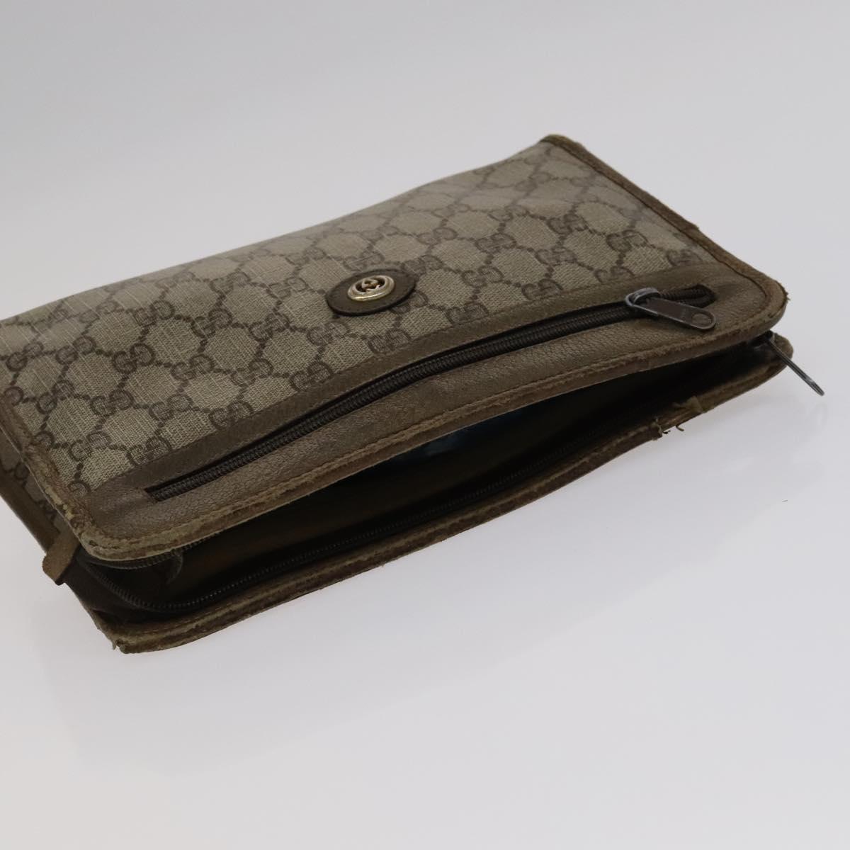 GUCCI GG Supreme Bag Canvas PVC 2Set Beige Auth bs21866