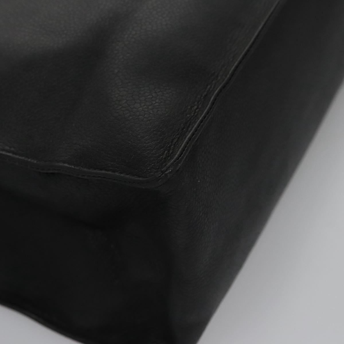 CHANEL COCO Mark Tote Bag Caviar Skin Black Gold CC Auth bs21869