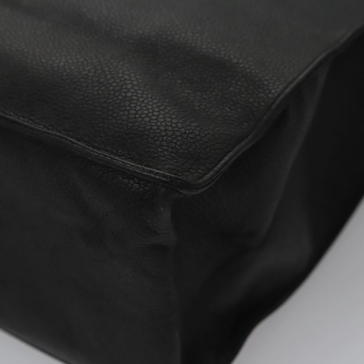 CHANEL COCO Mark Tote Bag Caviar Skin Black Gold CC Auth bs21869