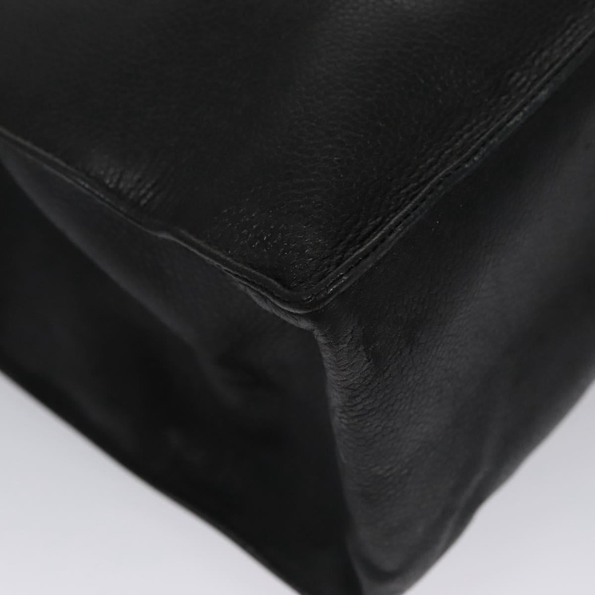 CHANEL COCO Mark Tote Bag Caviar Skin Black Gold CC Auth bs21869