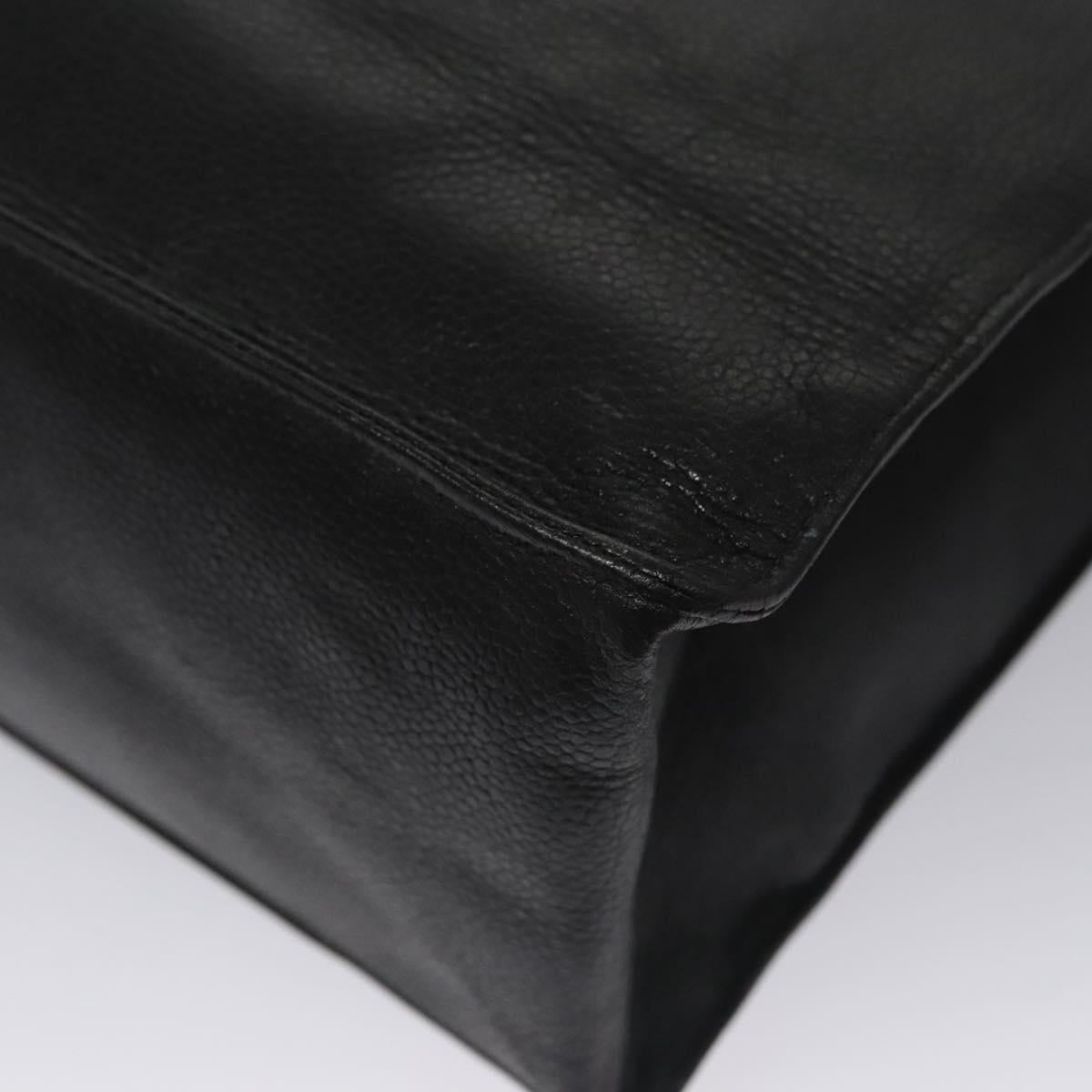 CHANEL COCO Mark Tote Bag Caviar Skin Black Gold CC Auth bs21869