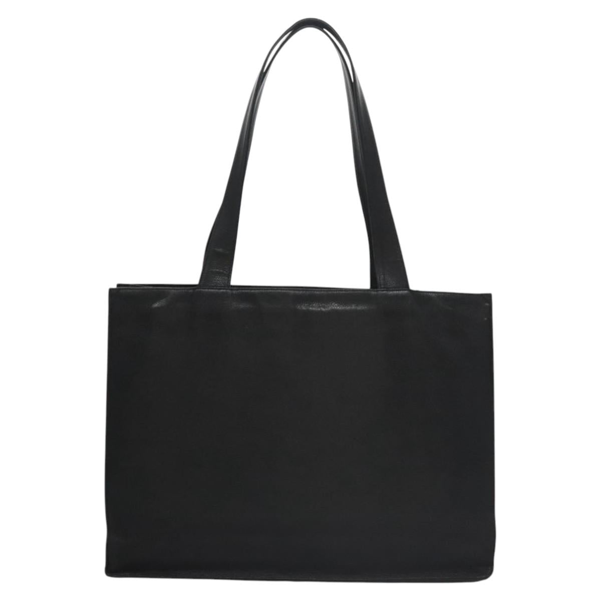 CHANEL COCO Mark Tote Bag Caviar Skin Black Gold CC Auth bs21869