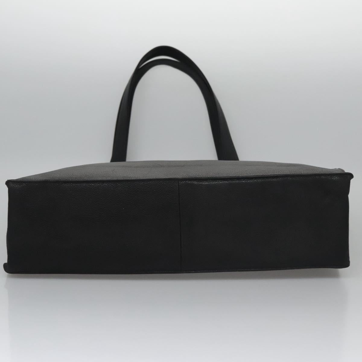 CHANEL COCO Mark Tote Bag Caviar Skin Black Gold CC Auth bs21869